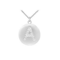 Diamond Initial A Disc Pendant : 14K White Gold - 0.25 CT Diamonds