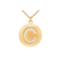 Diamond Initial C Disc Pendant : 14K Yellow Gold - 0.25 CT Diamonds