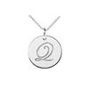 Image 1 : 14K White Gold Plain Letter Q Script Disc Initial Pendant