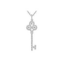 Diamond Key Pendant : 14K White Gold - 0.75 CT Diamonds