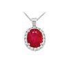 Image 1 : Ruby and Diamond Pendant : 14K White Gold - 3.50 CT TGW