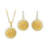 Image 1 : Cubic Zirconia and  Sterling Silver Yellow Gold Plated Necklace with Pair Push Back Earrings Set