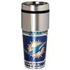 Image 1 : Miami Dolphins 16 Ounce Travel Tumbler With Metallic Graphics