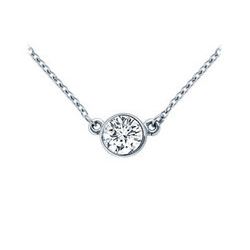 Platinum : Bezel Set Round Diamond Solitaire Pendant - 0.75 CT. TW.