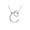 Image 1 : Cubic Zirconia Letter C Script Initial Pendant : .925 Sterling Silver - 0.10 CT TGW