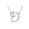 Image 1 : Cubic Zirconia Letter D Script Initial Pendant : .925 Sterling Silver - 0.15 CT TGW