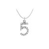 Image 1 : Diamond Numeric 5 Charm Pendant : 14K White Gold - 0.08 CT Diamonds