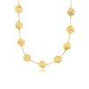 Image 1 : 14K Yellow Gold Textured Disc Long Layering Necklace
