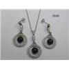 Image 1 : CZ Necklace and Earring Set with Pearl Rhodium Plated in Gift Box