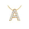 Image 1 : Classic A Initial Diamond Pendant : 14K Yellow Gold - 0.15 CT Diamonds