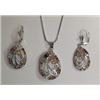 Image 1 : Multicolor Baguette CZ Necklace and Earring Set Rhodium Plated in Gift Box