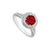 Image 1 : Ruby and Diamond Engagement Ring : 14K White Gold 2.00 CT TGW