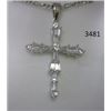 Image 1 : Rhodium Plated Cross Pendant with Baguette CZ on 18 Chain in a Gift Box