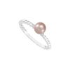 Image 1 : Sterling Silver Stackable Pink Glass Pearl Ring - 6 MM