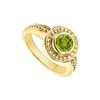 Image 1 : Peridot with Bead Trimmed Solitaire Ring : 14K Yellow Gold - 1.00 CT TGW