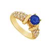 Image 1 : Sapphire and Diamond Engagement Ring : 14K Yellow Gold - 2.00 CT TGW