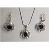 Image 1 : Clear Baguette CZ Necklace and Earring Set Rhodium Plated in Gift Box