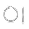 Image 1 : Sterling Silver Rhodium Plated Stardust Motif Large Hoop Earrings