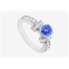 Image 1 : Tanzanite and Cubic Zirconia Engagement Ring in 14K White Gold 2.10 Carat TGW