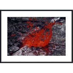 Erta Ale fountaining lava lake Danakil Depression Ethiopia. framed black metal white matte