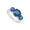 Image 1 : Sterling Silver Diffuse Blue Sapphire Three Stone Ring 0.50 CT TGW