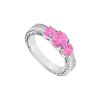 Image 1 : Created Pink Sapphire Three Stone Ring 10K White Gold 0.50 CT TGW