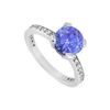 Image 1 : 10K White Gold Created Tanzanite and Cubic Zirconia Engagement Ring 1.00 CT TGW