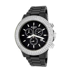 Roberto Bianci All Black Ceramic Unisex Watch With Zirconia Studded Bezel -B266BLK