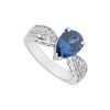 Image 1 : Diffuse Sapphire and Cubic Zirconia Ring : 10K White Gold - 2.50 CT TGW