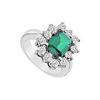 Image 1 : Frosted Emerald and Cubic Zirconia Ring : 10K White Gold - 4.50 CT TGW