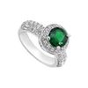 Image 1 : Frosted Emerald and Cubic Zirconia Ring : 10K White Gold - 3.00 CT TGW