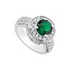Image 1 : Frosted Emerald and Cubic Zirconia Ring : 10K White Gold - 2.50 CT TGW