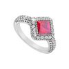 Image 1 : GF Bangkok Ruby and Cubic Zirconia Ring : 10K White Gold - 1.50 CT TGW