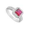 Image 1 : GF Bangkok Ruby and Cubic Zirconia Ring : 10K White Gold - 2.50 CT TGW