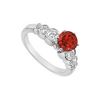 Image 1 : Ruby and Diamond Engagement Ring : 14K White Gold - 1.75 CT TGW
