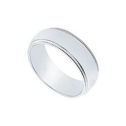 Platinum 6MM Non-Comfort Fit Milgrain Wedding Band