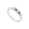 Image 1 : Emerald and Diamond Wedding Band : 14K White Gold - 1.00 CT TGW