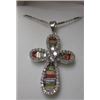 Image 1 : Rhodium Plated Cross Pendant with Multi Color Baguette CZ on 18 Chain in a Gift Box
