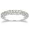 Image 1 : 14K White Gold Triple Multi-Row Micro- Pave Diamond Wedding Ring Band
