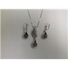 Image 1 : Black and Clear CZ Necklace and Earring Set Rhodium Plated in Gift Box