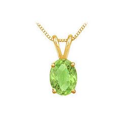 Peridot Solitaire Pendant : 14K Yellow Gold - 1.00 CT TGW