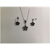 Image 1 : CZ Necklace and Earring Set Rhodium Plated in Gift Box