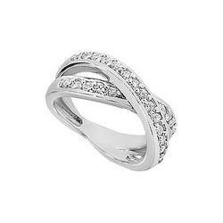 Diamond Crossover Ring : 14K White Gold - 0.66 CT Diamonds