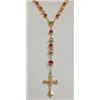 Image 1 : Gold Electroplated Rosary 24-26 with Red Colored Crystals in a Red Pouch