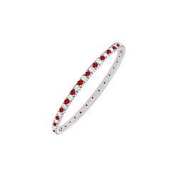 Ruby and Diamond Eternity Bangle : 14K White Gold - 2.00 CT TGW