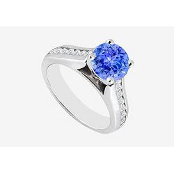 14K White Gold Tanzanite Engagement Ring with channel set Cubic Zirconia 2.60 Carat TGW