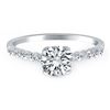 Image 1 : 14K White Gold Diamond Engagement Ring with Shared Prong Diamond Accents
