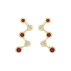 Ruby and Diamond Earrings : 14K Yellow Gold - 1.00 CT TGW