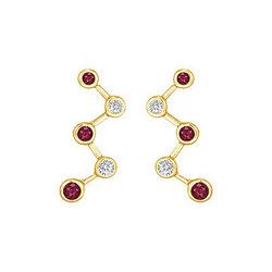 Ruby and Diamond Earrings : 14K Yellow Gold - 1.00 CT TGW