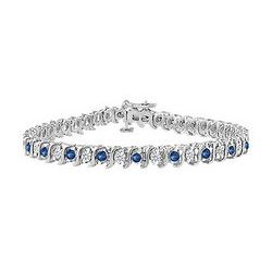 Sapphire and Diamond Tennis Bracelet : 14K White Gold - 3.00 CT TGW